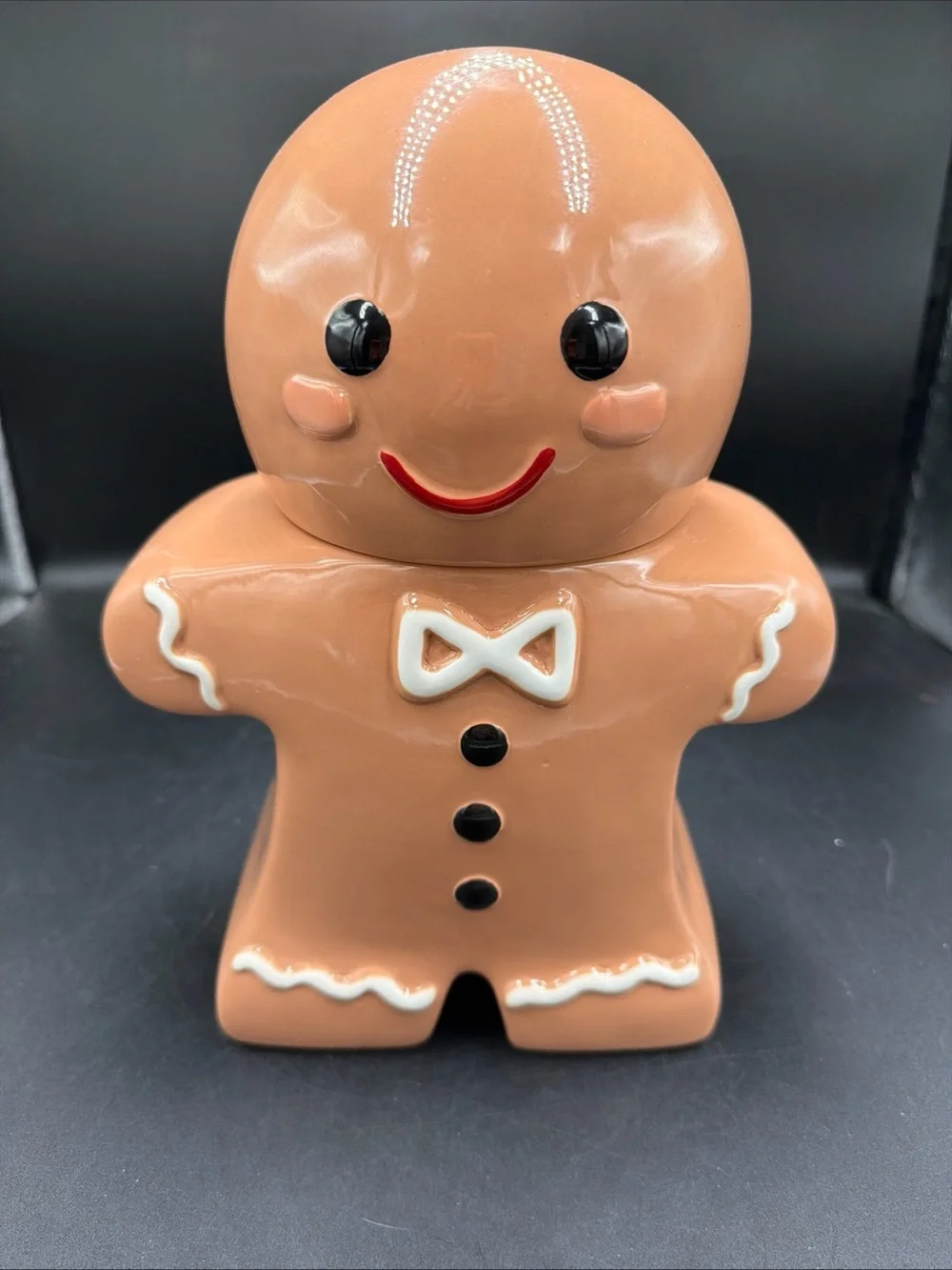 Holiday Time Gingerbread Man Tuxedo Christmas Cookie Jar Canister NEW